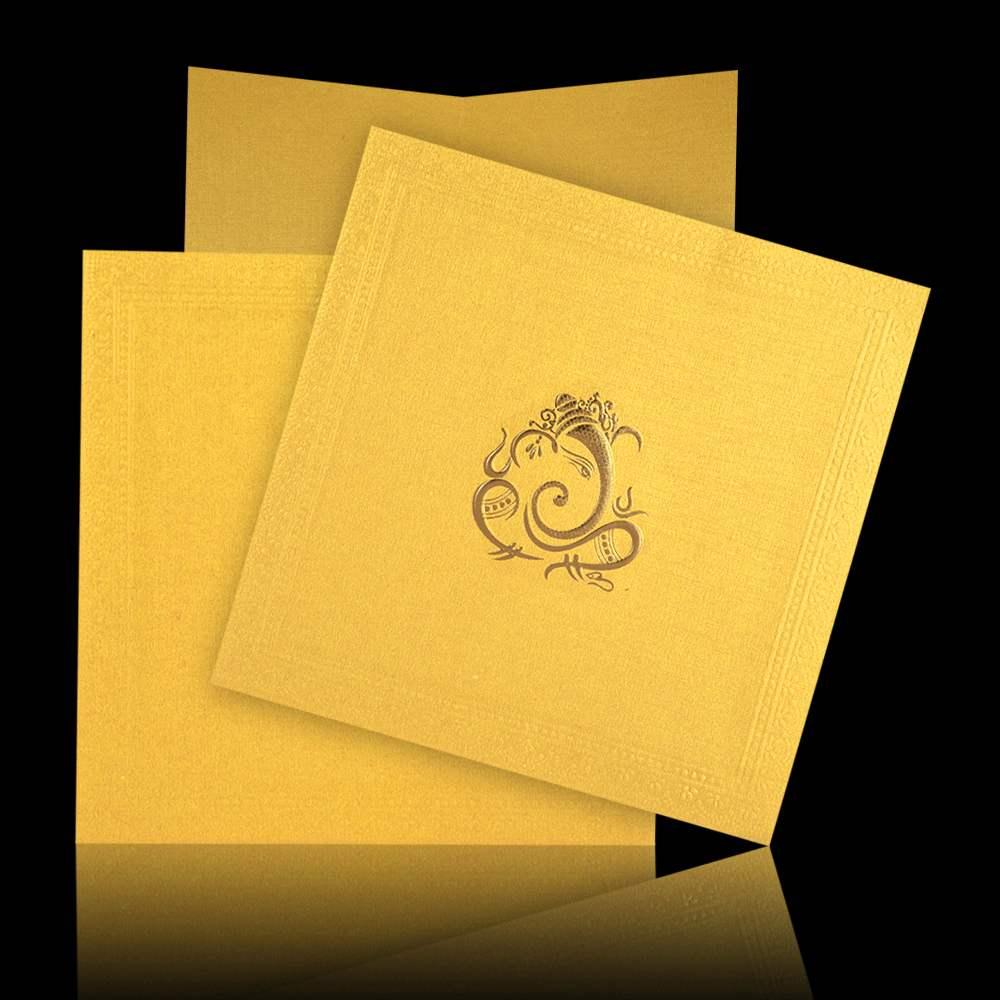 Perfect Cream Shading With Golden Ganesha Wedding Card-KNK43210-3